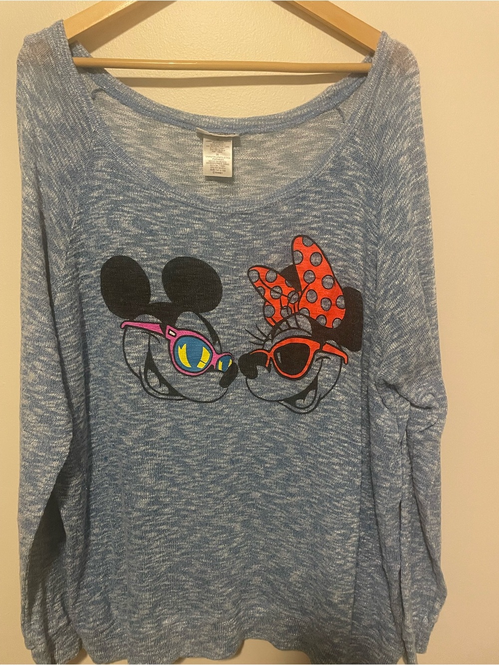 Disney Parks Plus Size  Light Weight Blue Mickey & Minnie Graphic Long Sleeve
